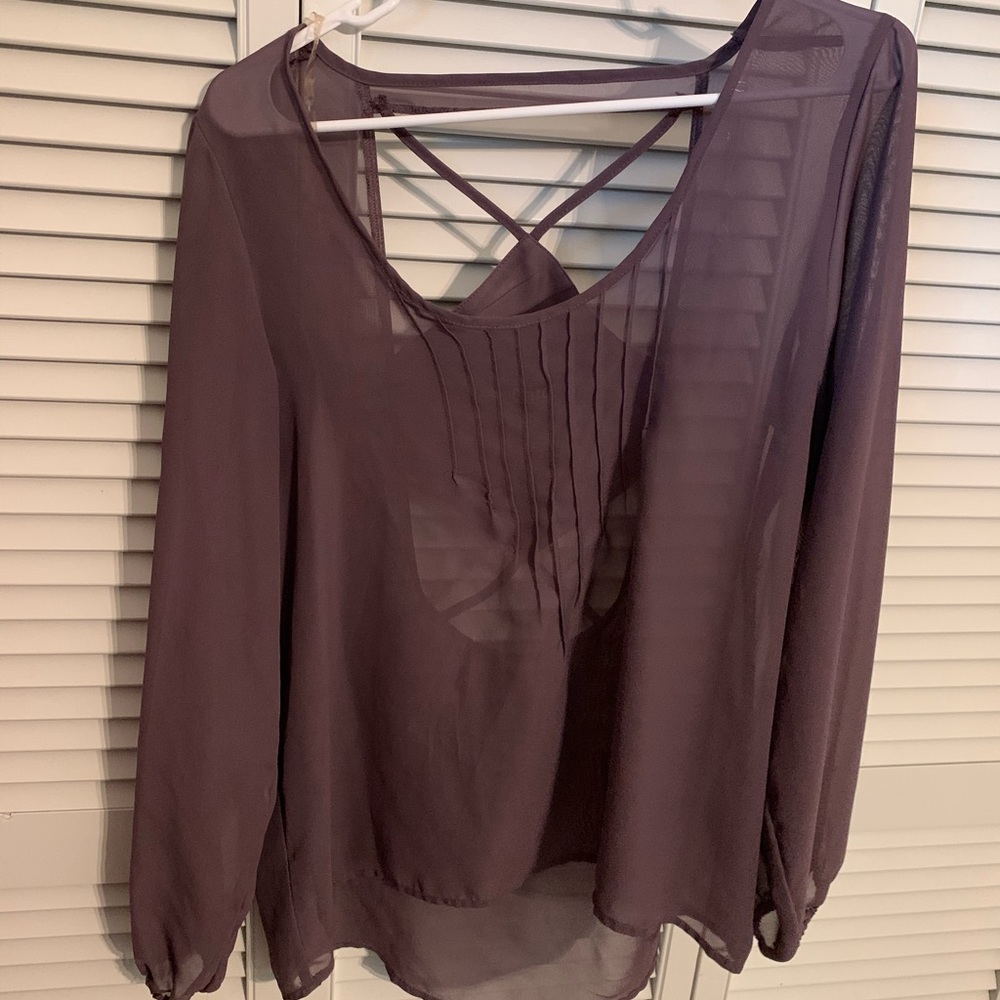 Cruel Girl Sheer Long Sleeve Top